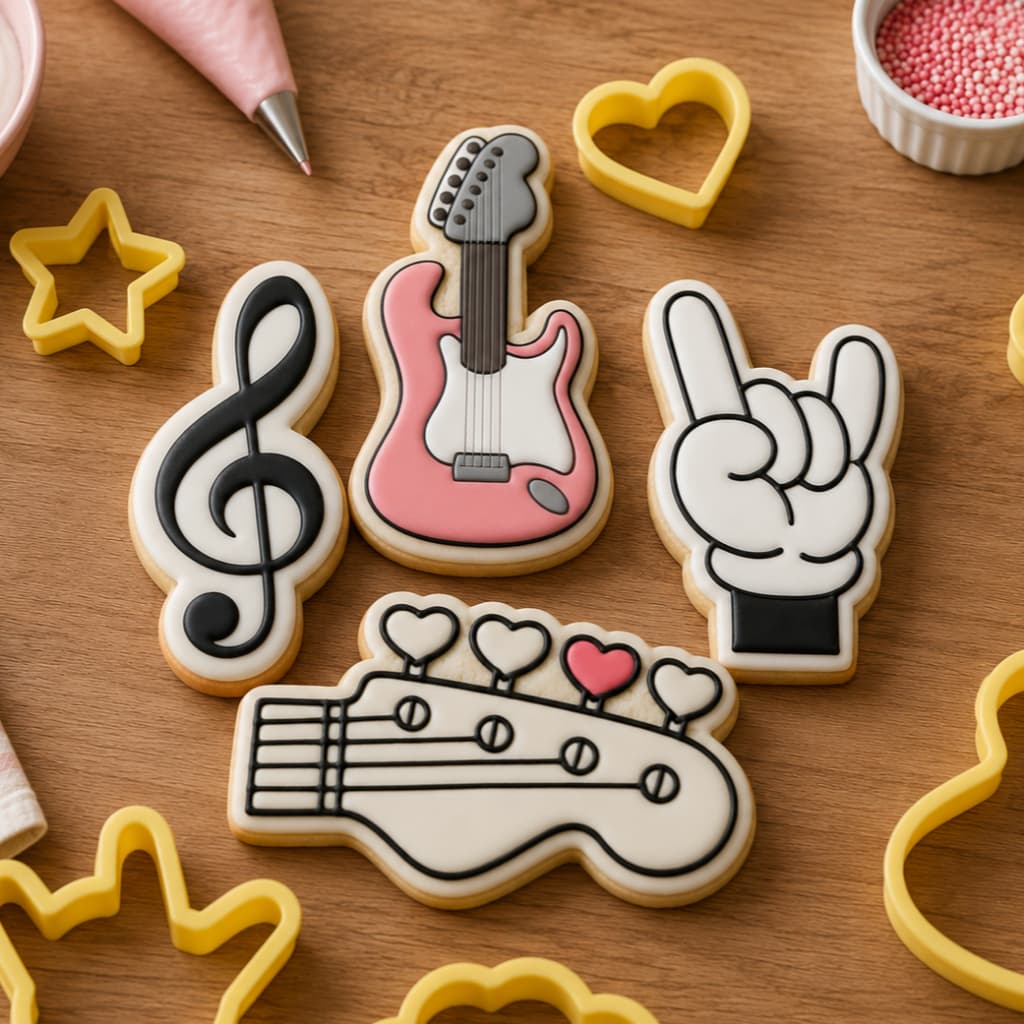 Cortadores para Biscoito e Pasta Americana Massas Musica Rock and Roll