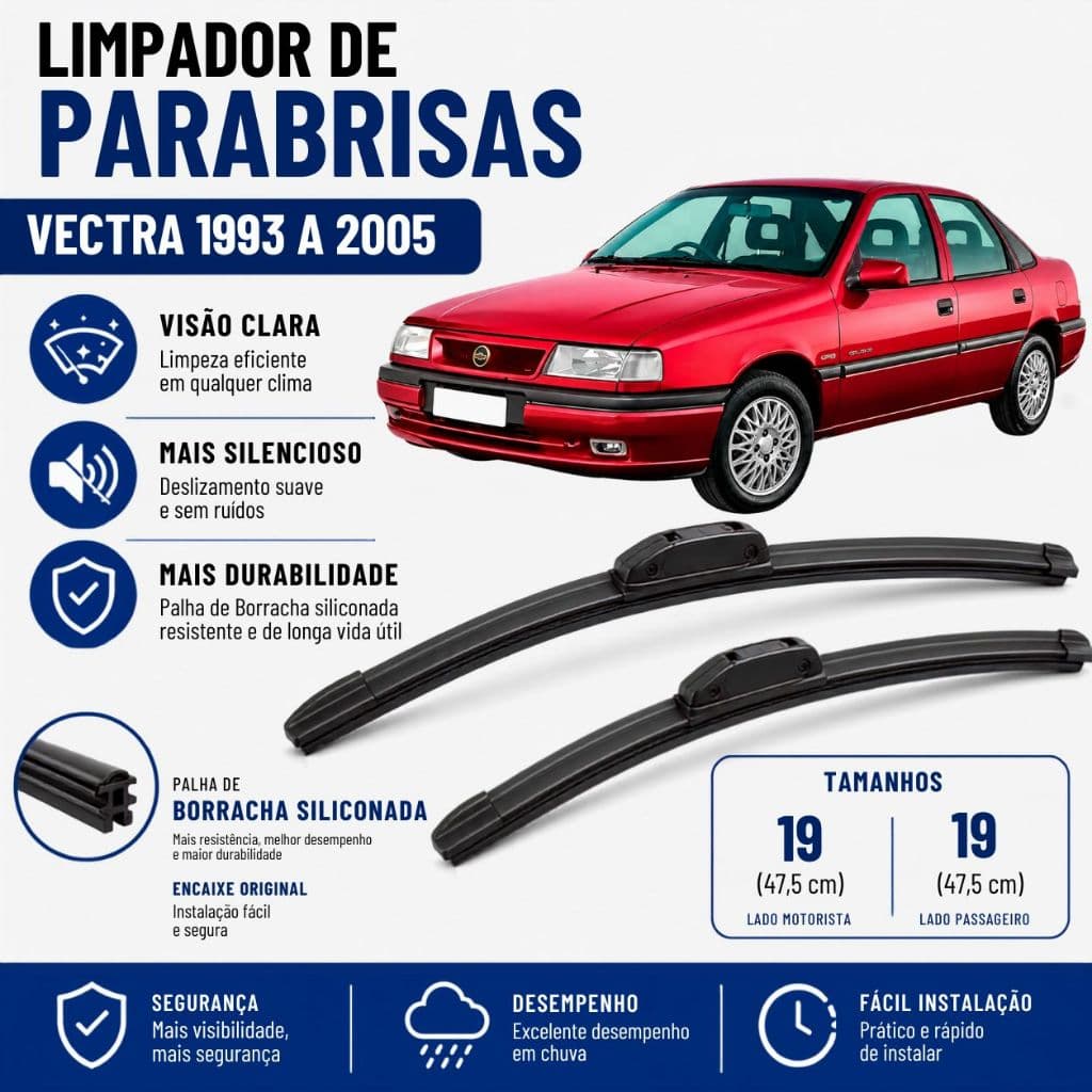Par Palheta Limpador ParaBrisa Vectra 1993 94 95 96 97 98 99 2000 2001 2002 2003 2004 2005 Silicone