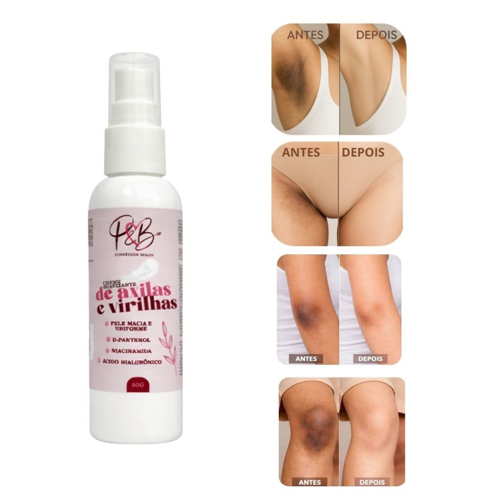 Clareador Para Axila e Verilhas Ácido Hialurônico Niacinamida Joelhos Cotovelos 60g P&B Cosméticos Beauty