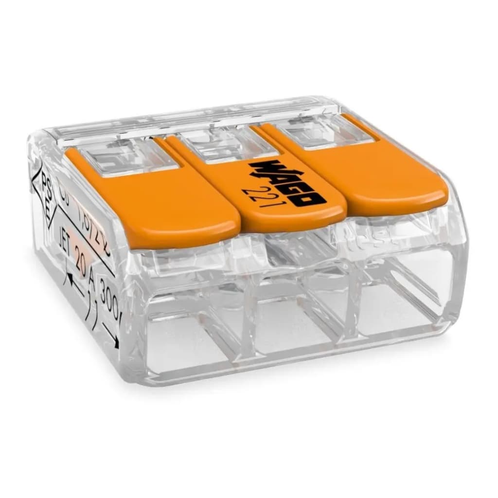 Kit Conector Wago Compacto Emenda 3 Fios Modelo 221-413
