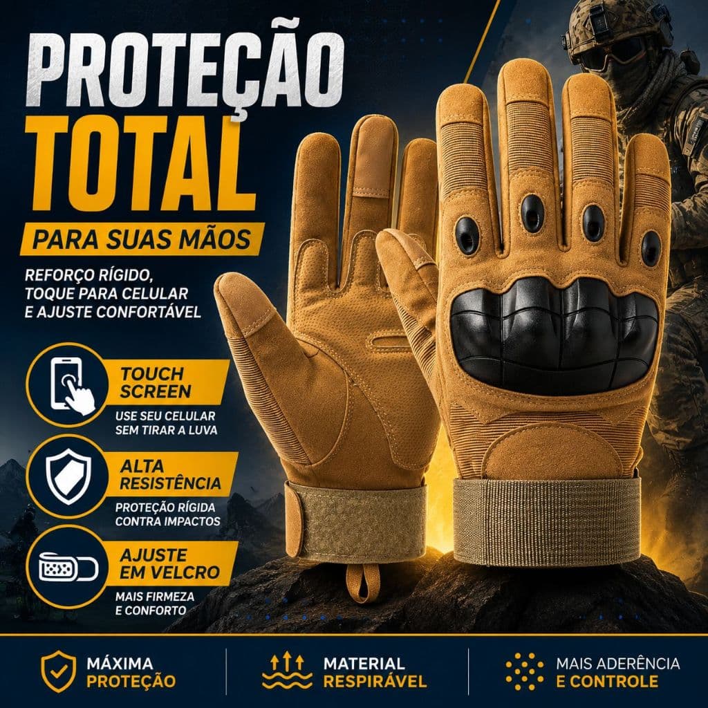 Luva Militar Tática com Reforço Rígido Térmica Resistente Confortável Tamanho Único