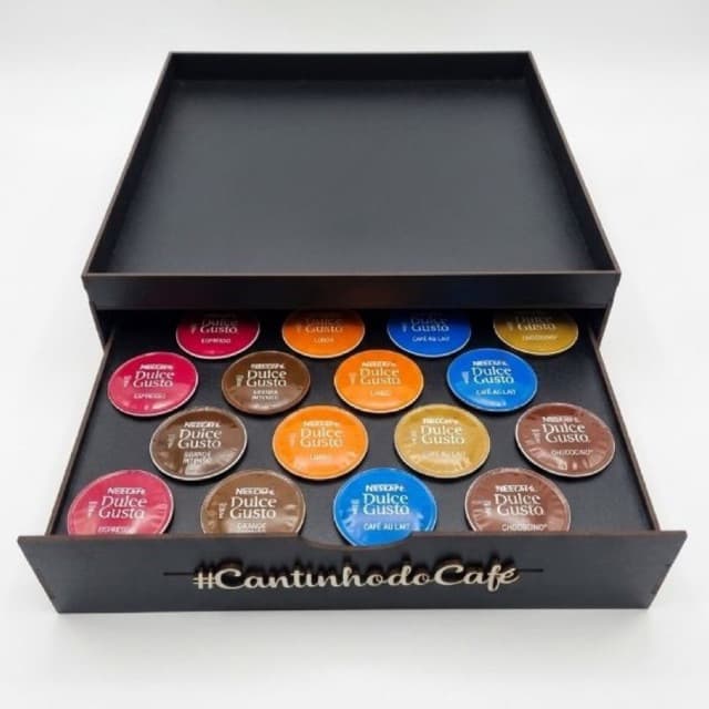 Bandeja Porta Cápsulas Dolce Gusto Preta uma Gaveta para 24 capsulas