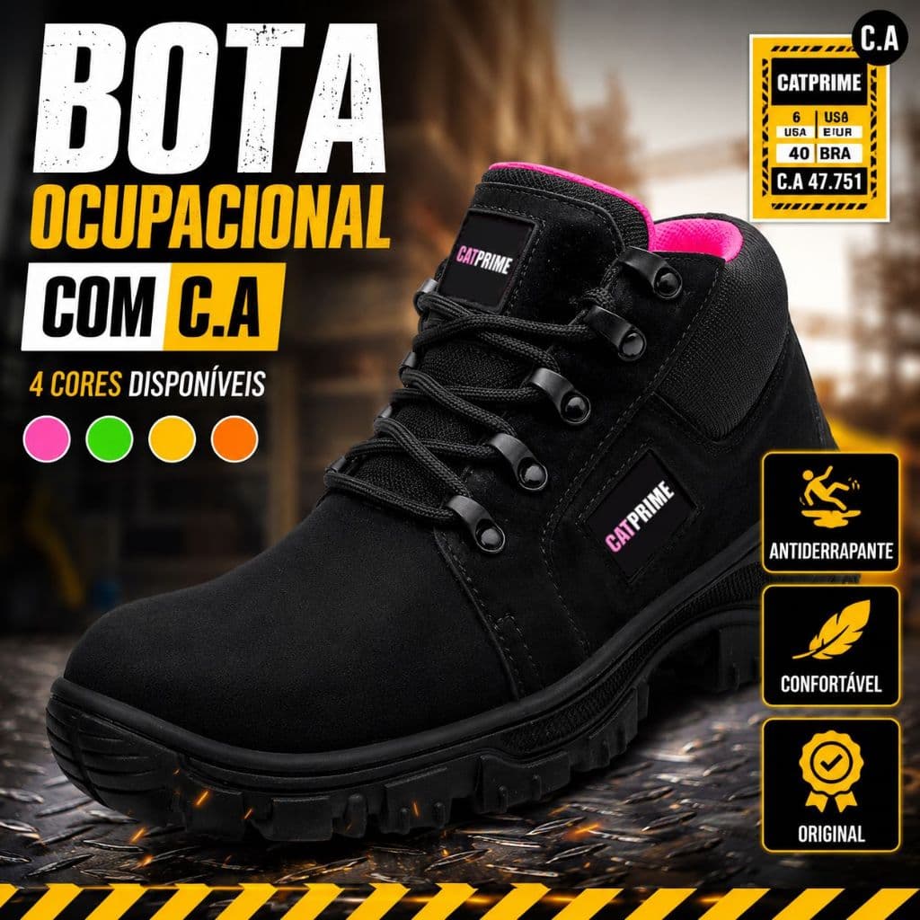 Bota Adventure Ocupacional CA Original Solado Tratorado Antiderrapante Unissex