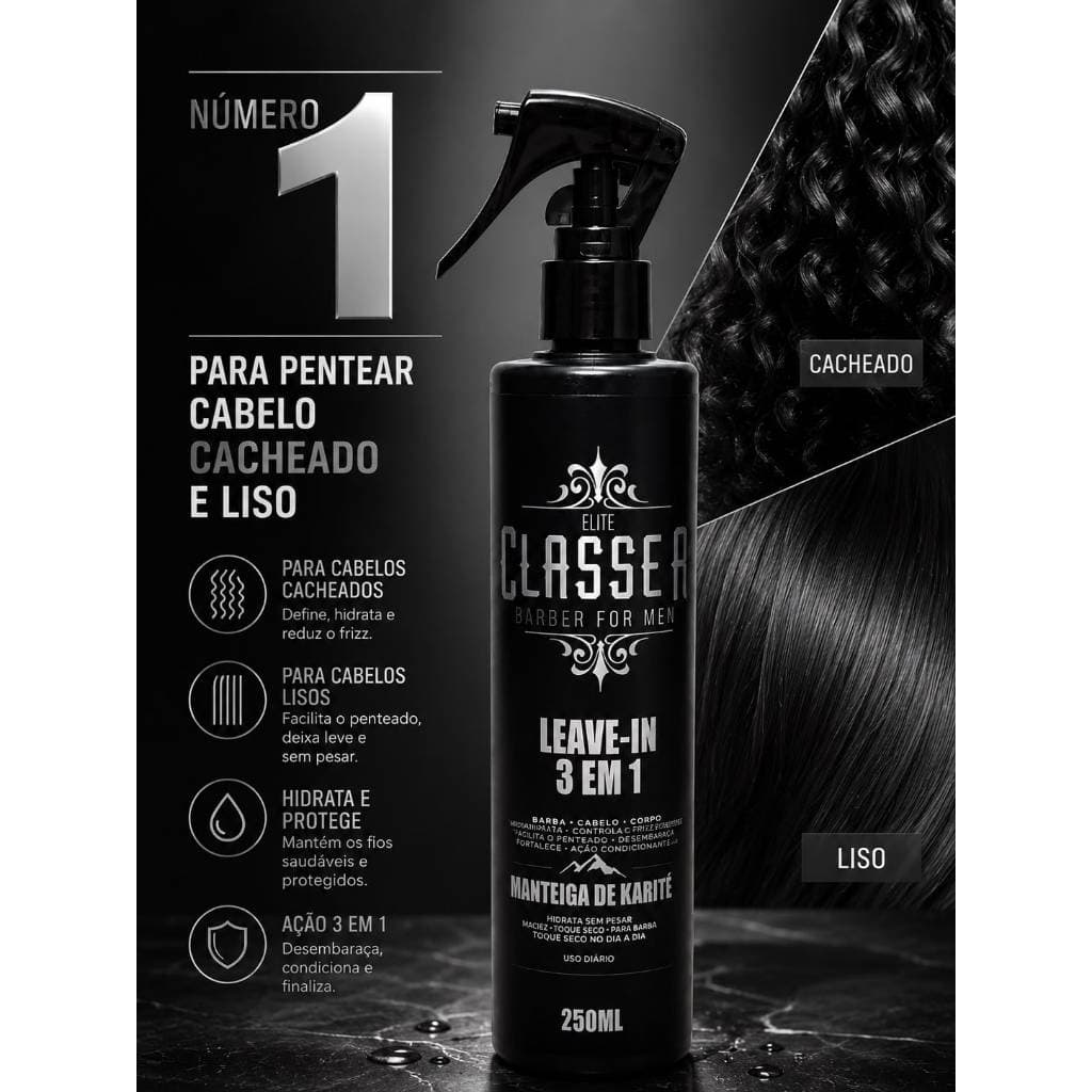 ￼Leave In Cabelo Masculino classe A barber for man 250ml - Controle do Frizz Brilho e Maciez - envio imediato
