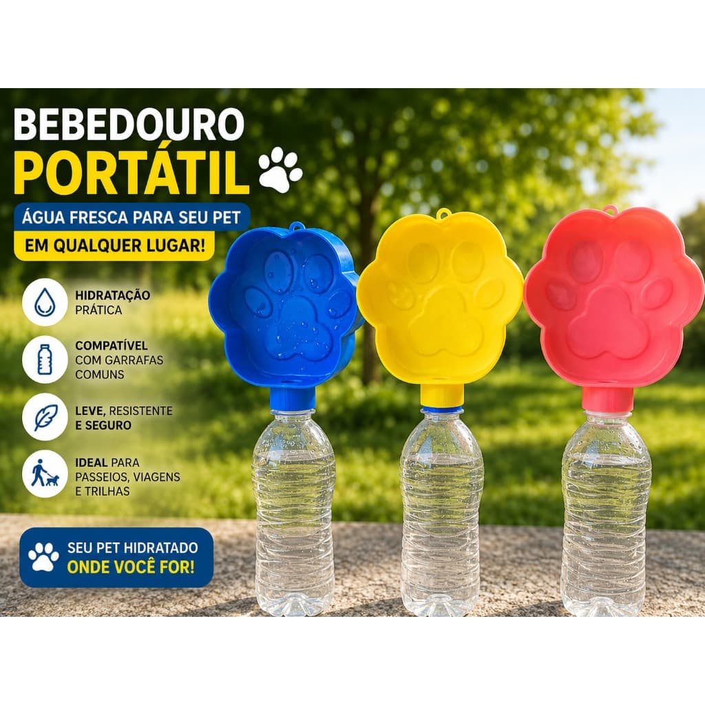 Bebedouro Portátil Pet Para Passeio Compatível Com Garrafa PET