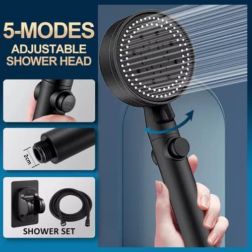 Chuveiro De Mão Conjunto De 3 Peças Ajustável Preto/Cromada Ajuste Da Cabeça Plástico ABS De Alta Pressão