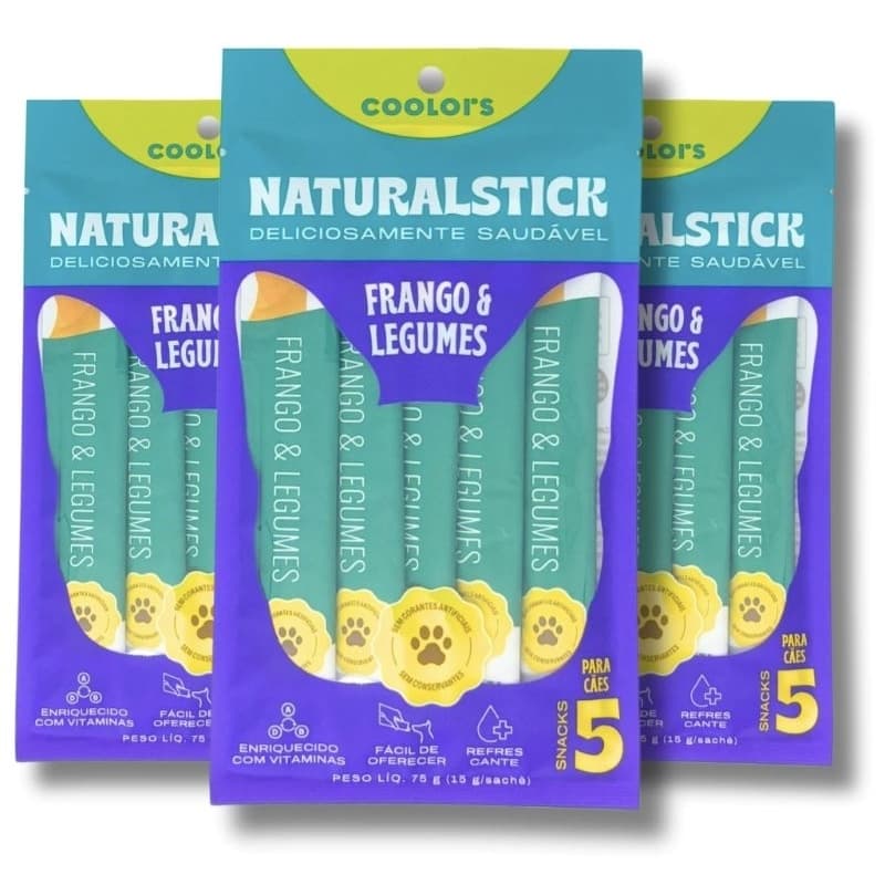 Petisco Natural Stick Dog Frango e Legumes 5 sachês
