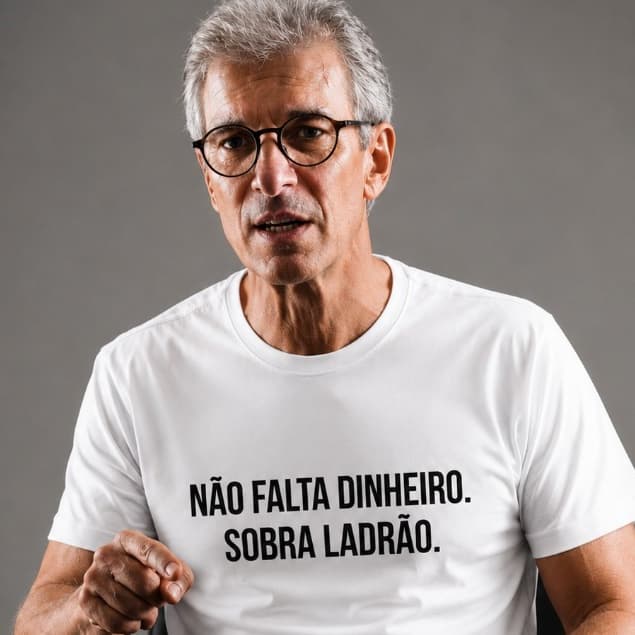 CAMISETA POLITICA ELEIÇÃO ROMEU ZEMA “NÃO FALTA DINHEIRO. SOBRA LADRÃO.” - 100% ALGODÃO PREMIUM 30.1