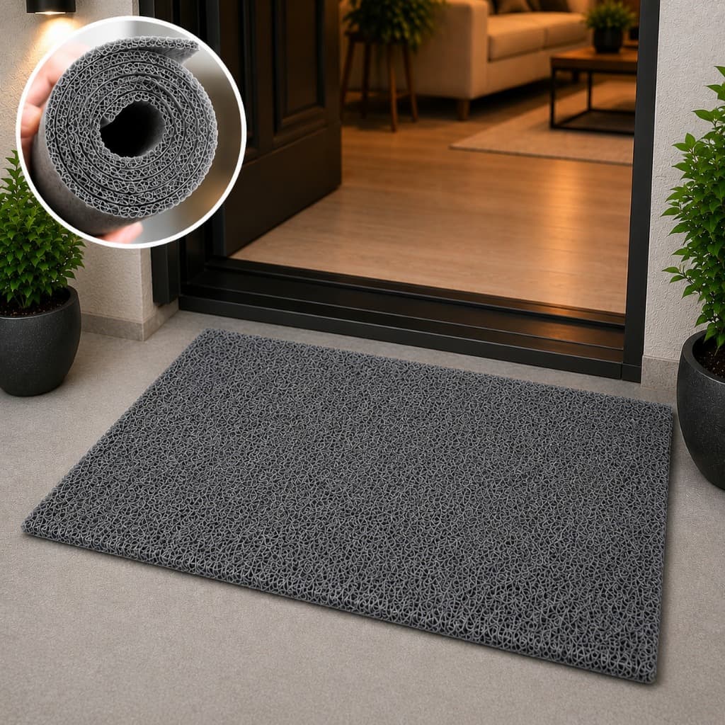 Tapete Porta de Entrada 40x75cm Cinza Capacho Antiderrapante Lavável Interno/Externo Higienico