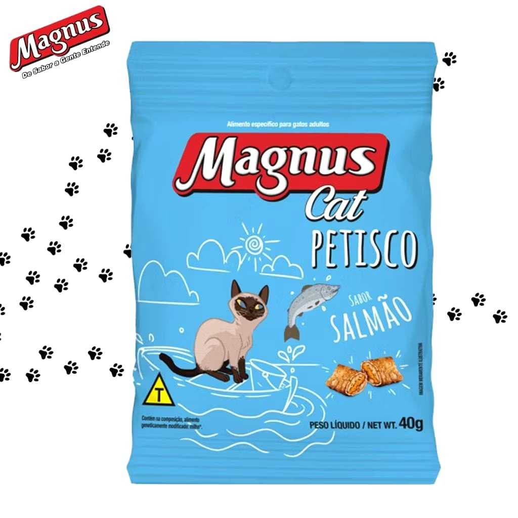 Magnus Petisco para Gatos Salmão Mais Saboroso e Nutritivo para seu Gato crescer mais Saudavel 40 gm