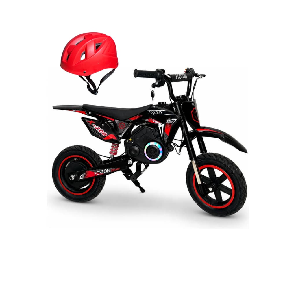 Mini moto eletric foston x200 250w 3 velocidade, suporta ate 80 kilos, possui leD COR VERMELHA