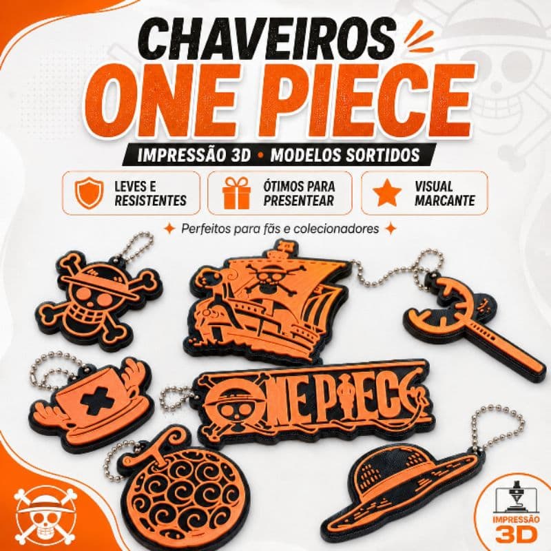 Chaveiro Temático Pirata Inspirado em One Piece – Modelo 3D para Chaves, Mochilas e Coleção