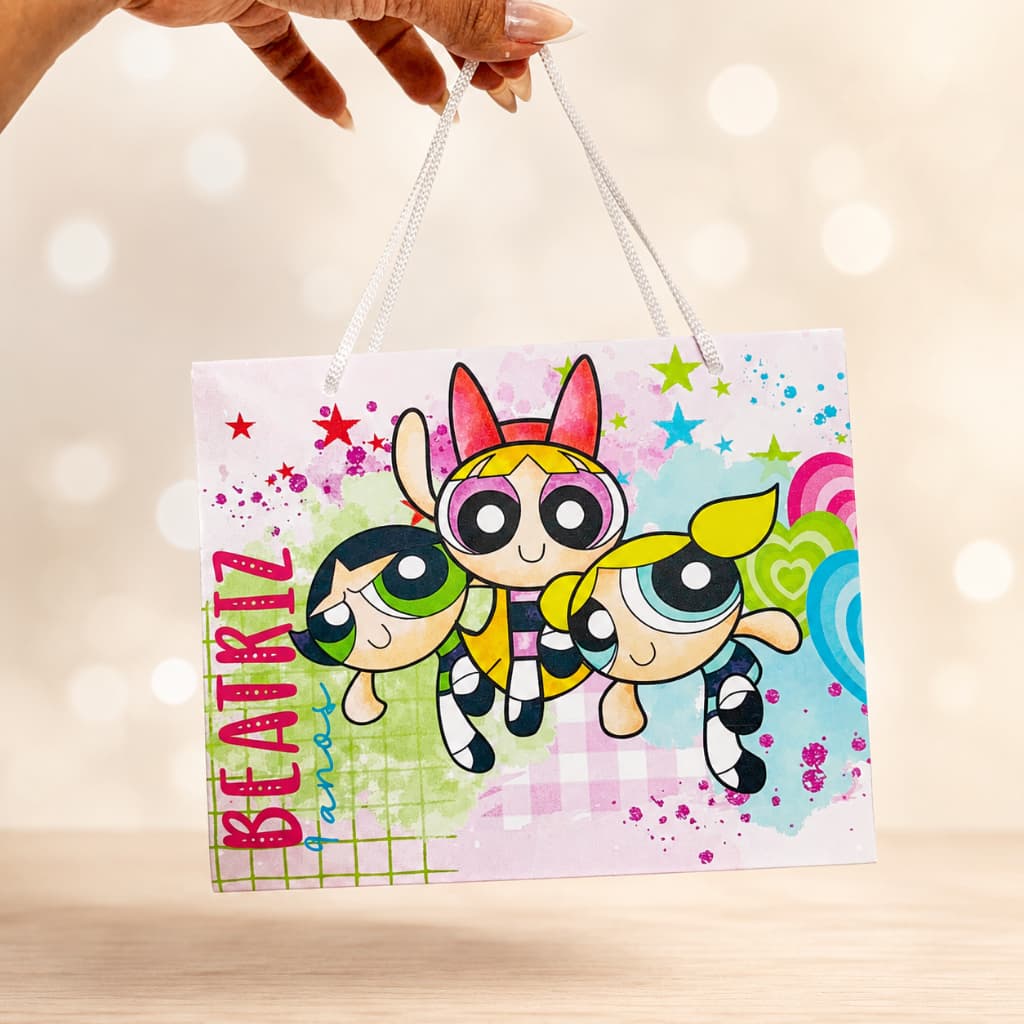 Sacolinha Personalizada Meninas Super Poderosas com Nome | Lembrancinha Infantil para Festas  | PEGUE E MONTE
