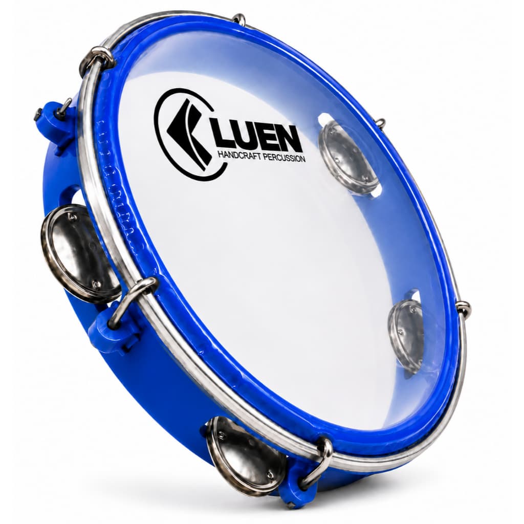 Pandeiro Luen 8 Junior Pele Cristal Abs Platinelas De Inox Cor Azul