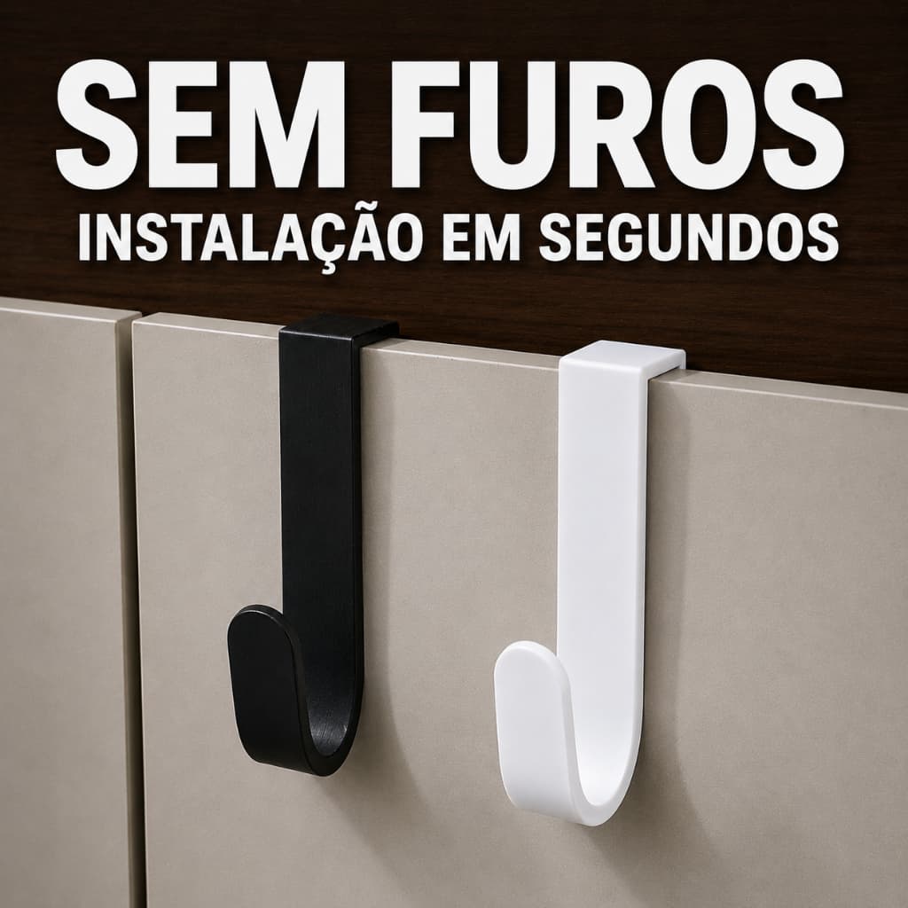 Gancho Porta Armário Sem Furo Porta Pano De Prato Toalha Cozinha Banheiro Lavanderia Escritório Organizador Kit 2 ou 4