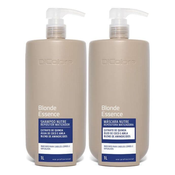 Kit Dicolore Blonde Essence Nutre Repositor & Matizador Para Cabelos Loiros e Grisalho Kit 1L