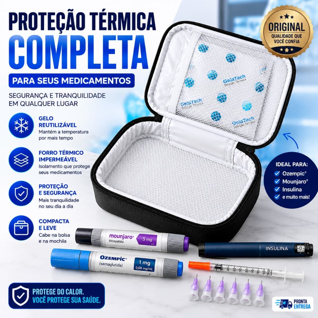 Bolsa Térmica Gelo Gel Transportar Insulina Ozempic Mounjaro Medicamentos Refrigerados