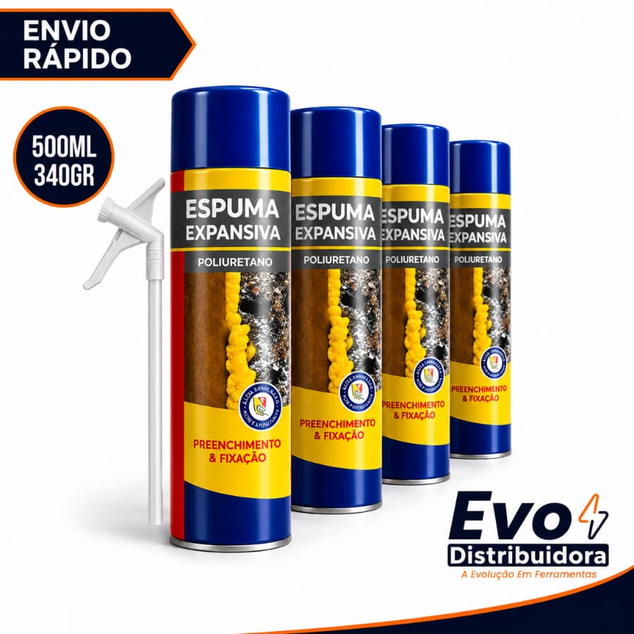 Kit 04 Unidades Espuma Expansiva Poliuretano Vedação Profissional 500ml Etaniz