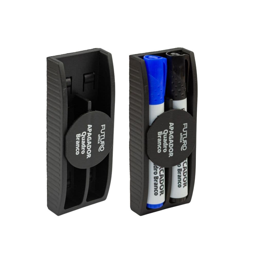 Kit Apagador Feltro Para Quadro Branco + 2 Marcador Caneta Quadro Branco Azul Preto Escola Escritório