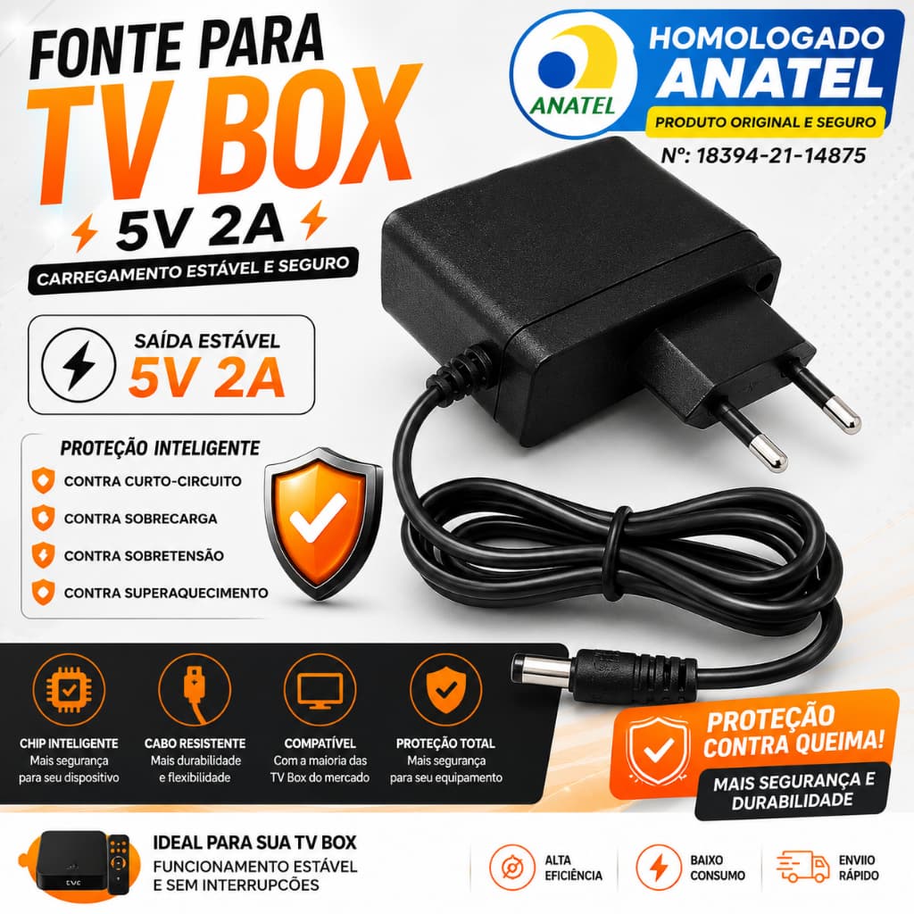 Fonte De Energia Para Tv Box 5V 2A