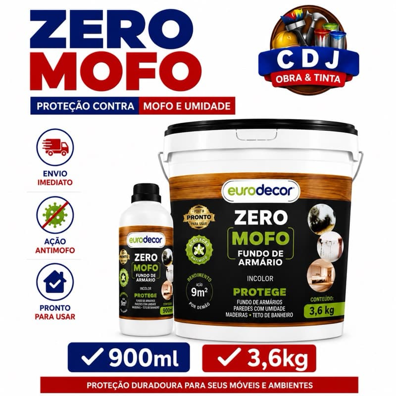 Zero Mofo Antimofo Contra Umidade Fundo De Armário Guarda-Roupa Parede Teto Banheiro - 900ml ou 3,6kg