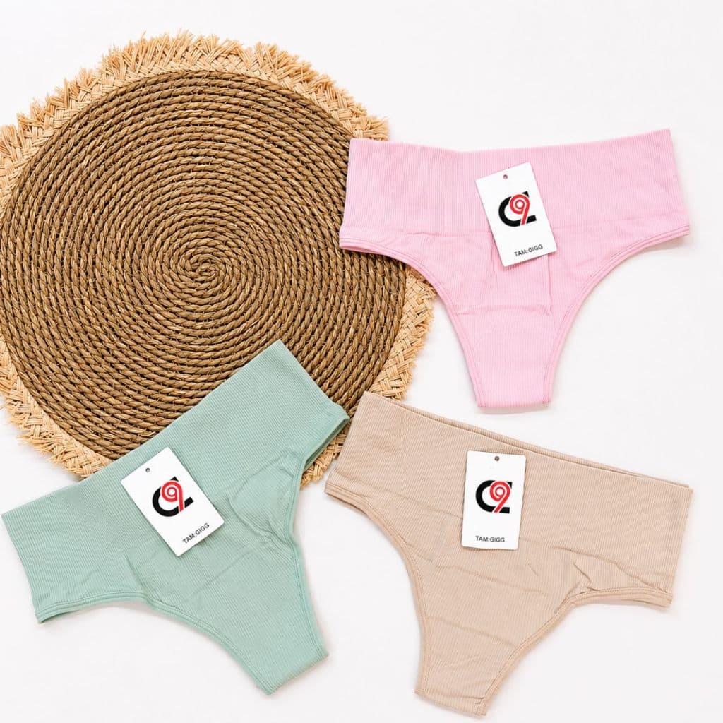 Kit Calcinha Conforto Cós Alto Canela Cós 7cm Poliamida Com Elastamo