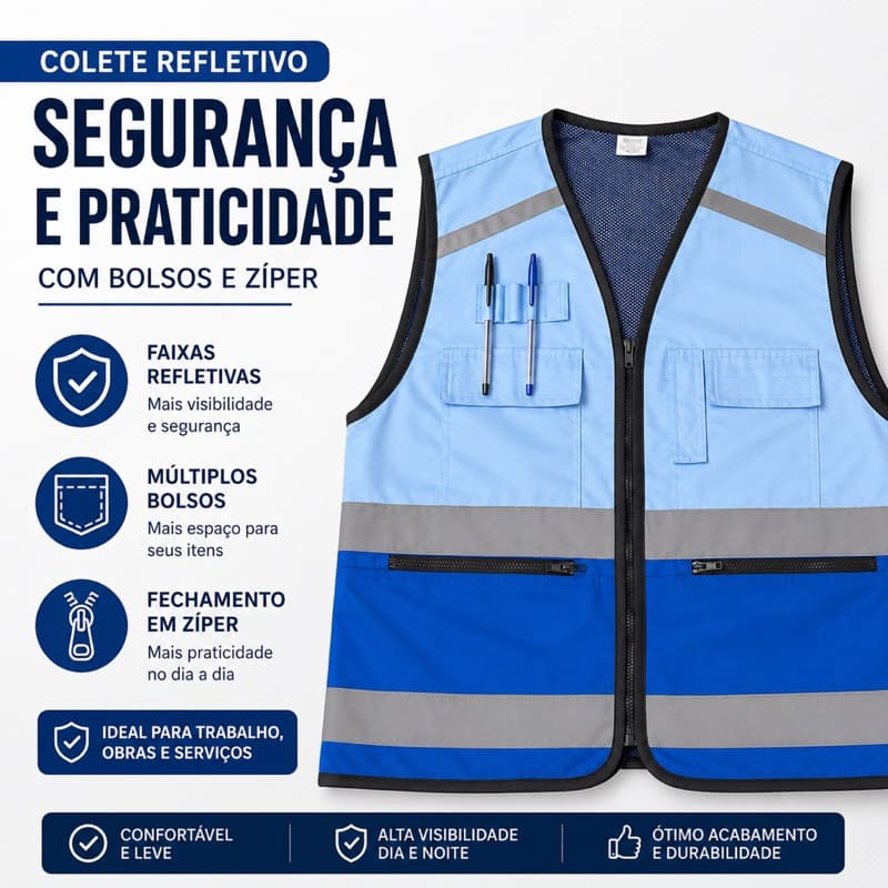 Colete Segurança Refletivo, faixas de Alta visibilidade