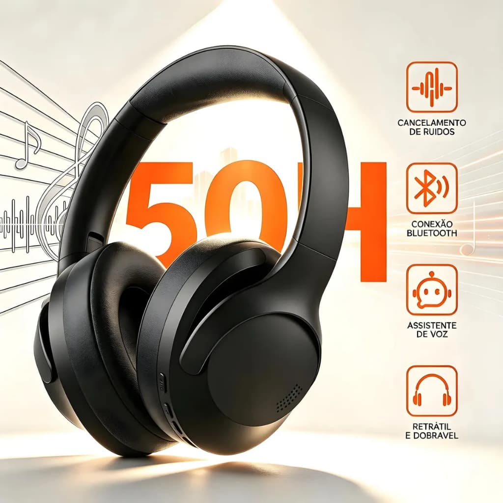 Fone de Ouvido Over-ear Inova KV-785 Bluetooth 5.4 Com ANC Para Jogos e Chamadas