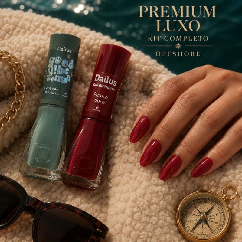 Kit Esmaltes Dailus Premium Luxo | Good Vibezinha + Pipoca Doce | Alta Cobertura, Brilho Intenso e Longa Duração