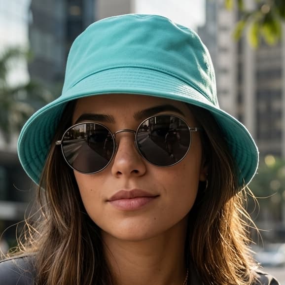 Kit Bucket Hat Praia Unissex + Óculos Redondo MD-26 Lente Escura UV400 Conforto Estilo Proteção