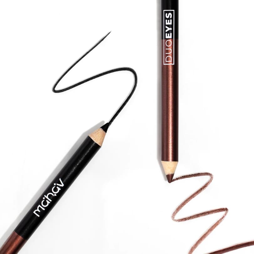 Lápis Para Olhos Duo Eyes Mahav Preto e Marrom Cintilante