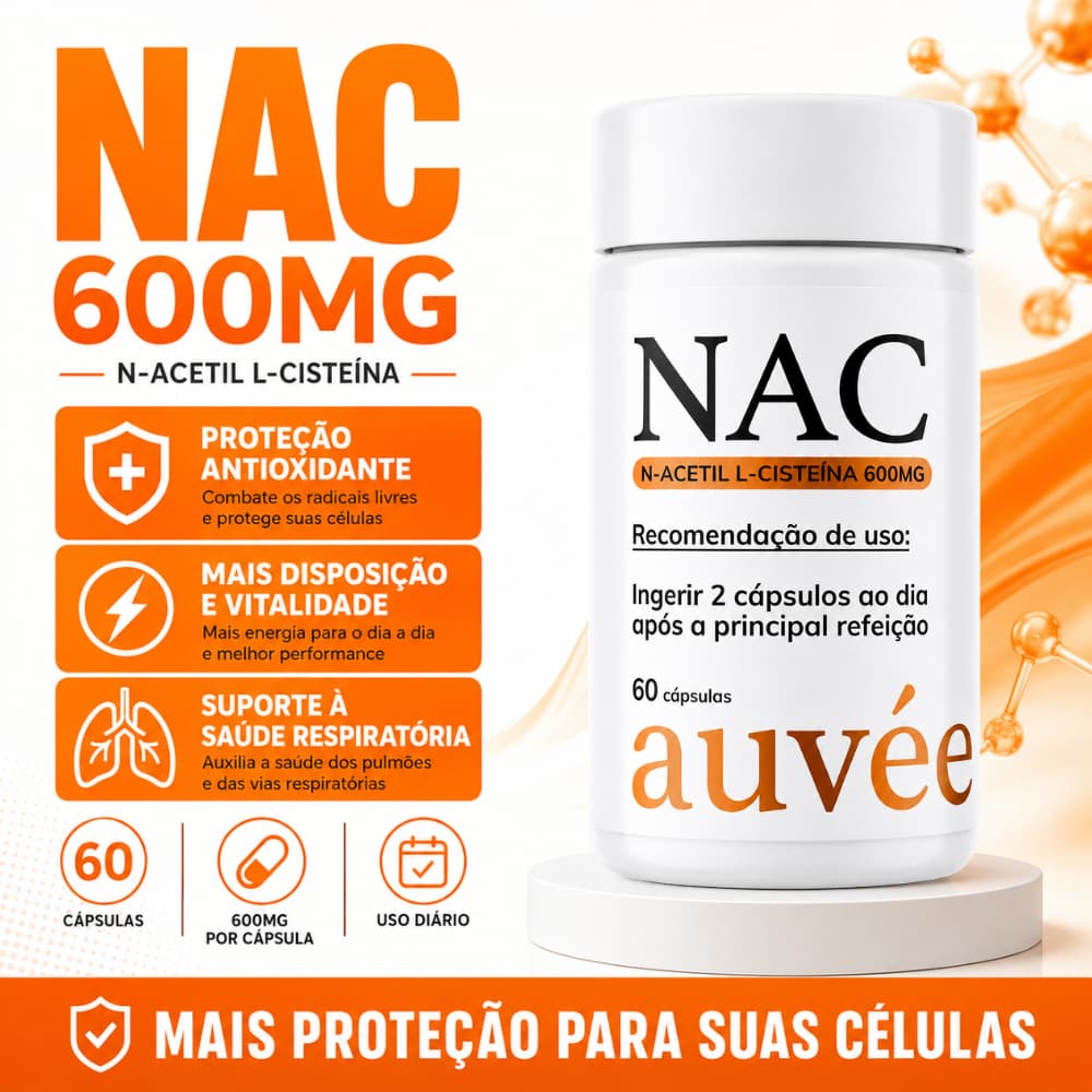 NAC 600mg Ultra Concentrado | N-Acetil L-Cisteína | 60 cápsulas | Auvée