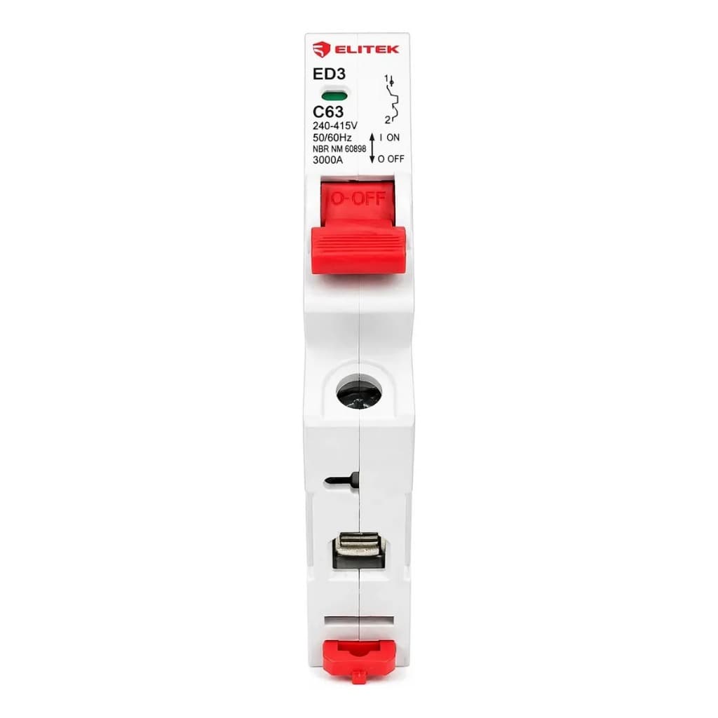 Disjuntor Unipolar 63a Curva C 3ka Ed3 1p Trilho Din Elitek