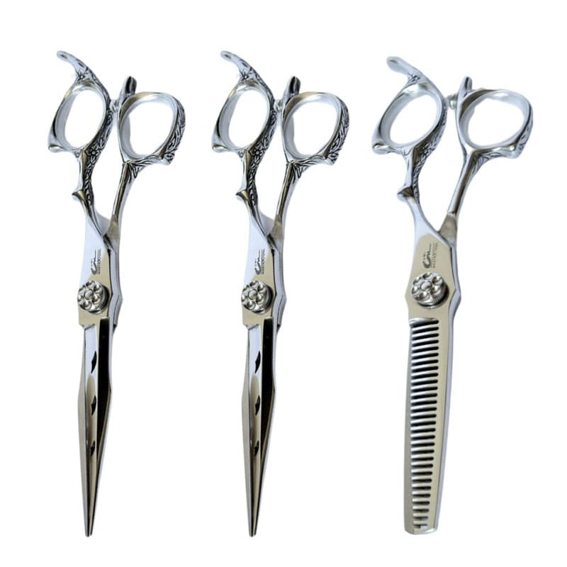 Tesoura Profissional Premium Cromada Para Cabelo Polegadas Aço Inoxidável Design Luxo Barbeiro Cabeleireiro