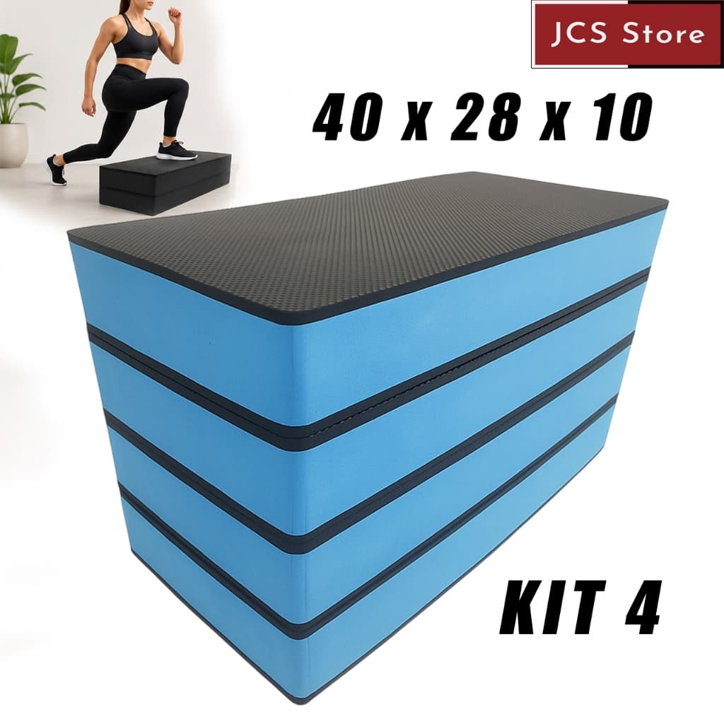 Kit 4 Step Academia 40X28X10 EVA Para Exercíos Fitness Aeróbico Esporte Pilates Yoga Funcional