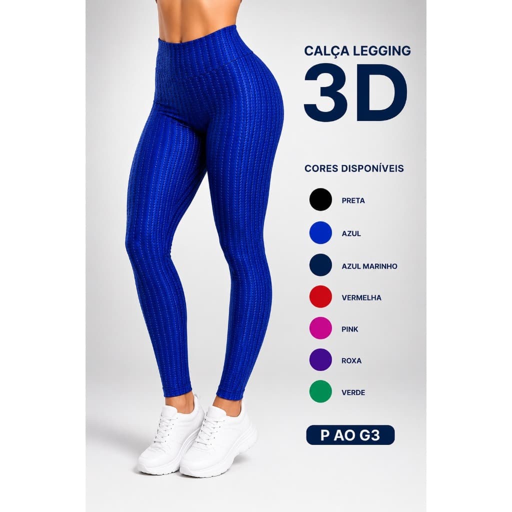 Calça Legging 3D Cos Alto Academia Fitness Leg Cirre