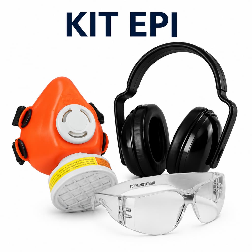 Kit EPI Respirador 1/4 Facial + Óculos Minotauro + Protetor Auricular Tipo Concha