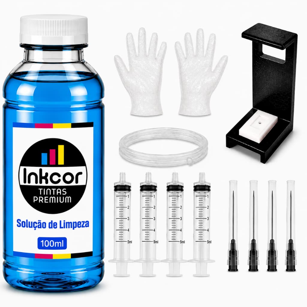 Kit Limpeza Cabeça Impressão Compatível Epson EcoTank HP SmartTank Canon MegaTank Tira-Ar Mangueira