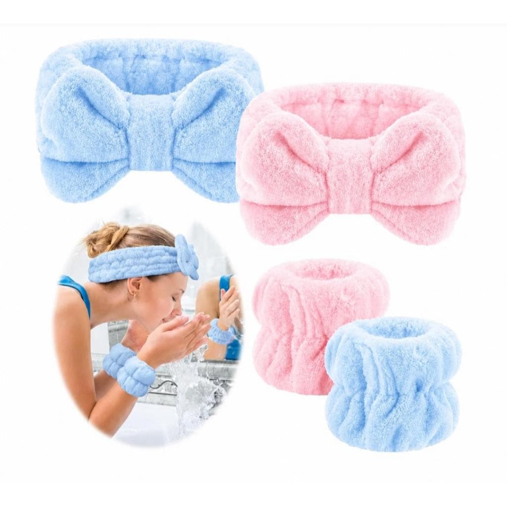 KIT FAIXA DE CABELO DE CABELO PARA MAQUIAGEM E PAR PULSEIRAS SKIN CARE ESTAMPADOS