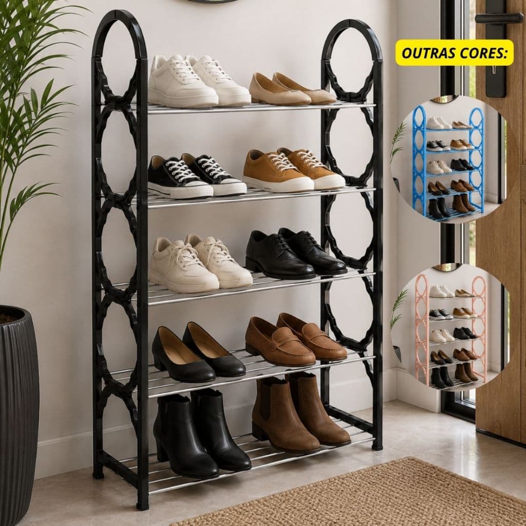 Sapateira Organizador De Sapatos 05 Andares 10 Pares Preto Rosa Azul Sapateira Resistente Porta Sapatos De Entrada