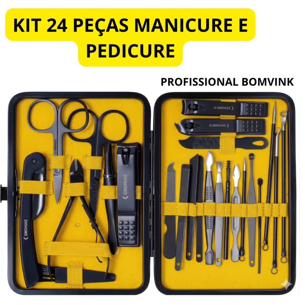 Kit 24 Peças Manicure Pedicure Profissional Unha Alicate Cutícula - BOMVINK
