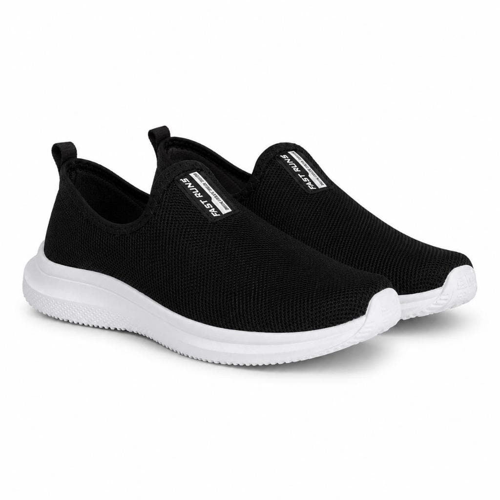 Tênis Slip On Masculino Preto Sem Cadarço Leve Confortável Para Caminhada Trabalho