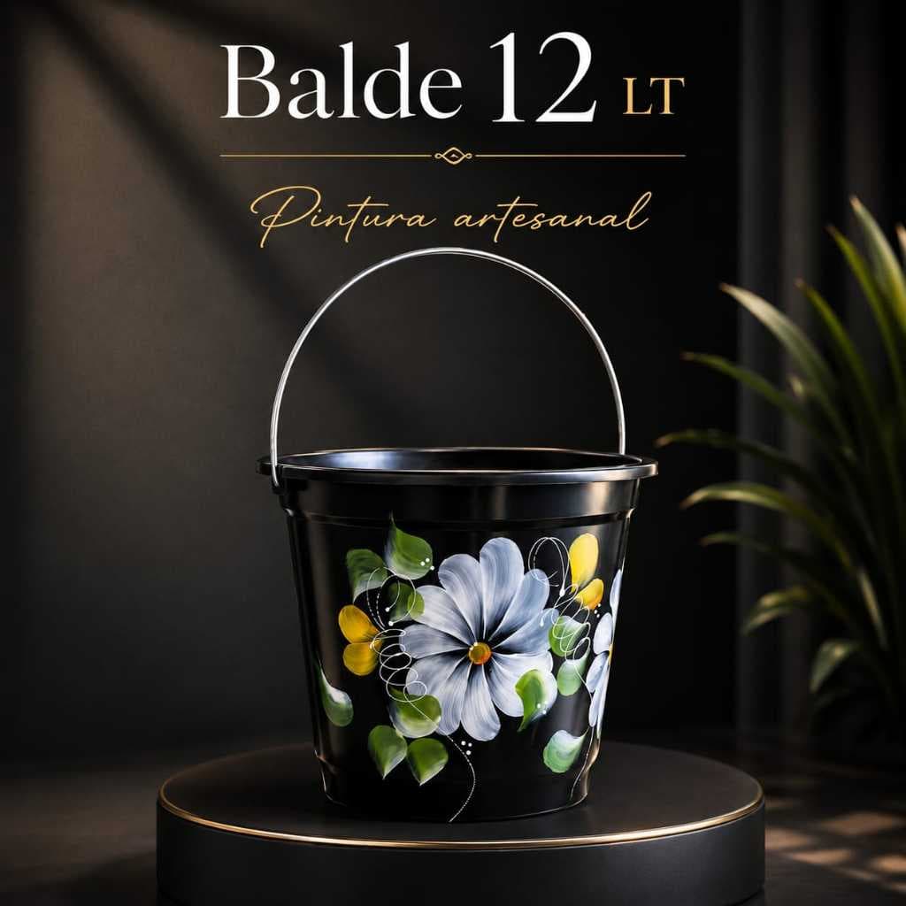 Balde Plástico Reforçado Alça 12 Litros Multiuso Limpeza Jardim Organização Lavanderia Resistente