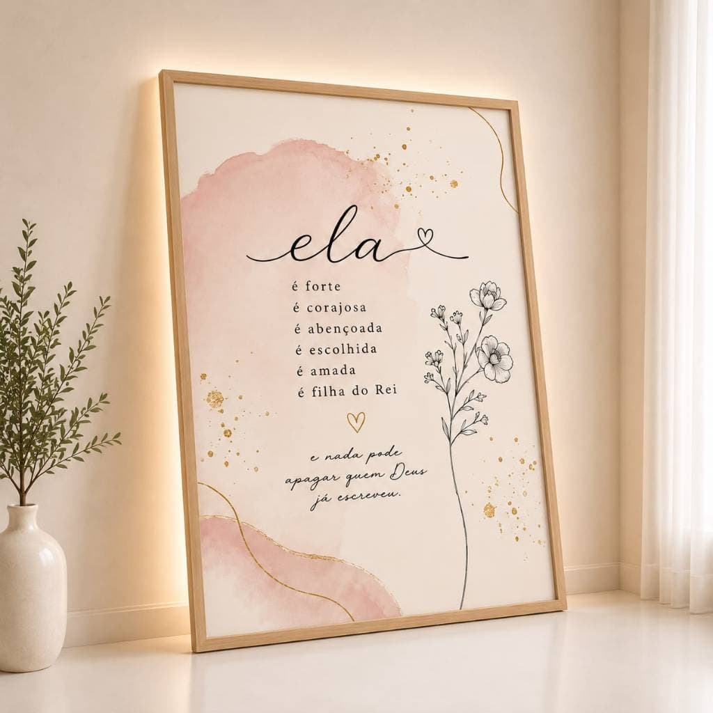 Quadro Decorativo Ela É Forte Determinada Frase Feminina Boho Quarto Menina 1 Peça Minimalista