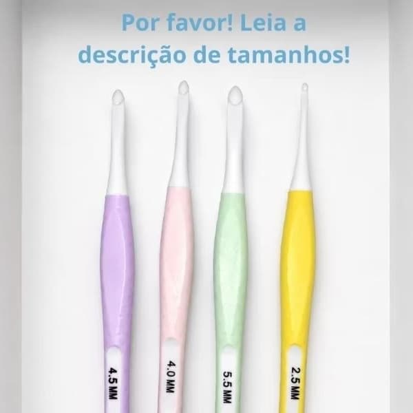 Agulha de Crochê Ergonômica Pastel Emborrachada Confortável Antideslizante Alta Qualidade promoção profissional