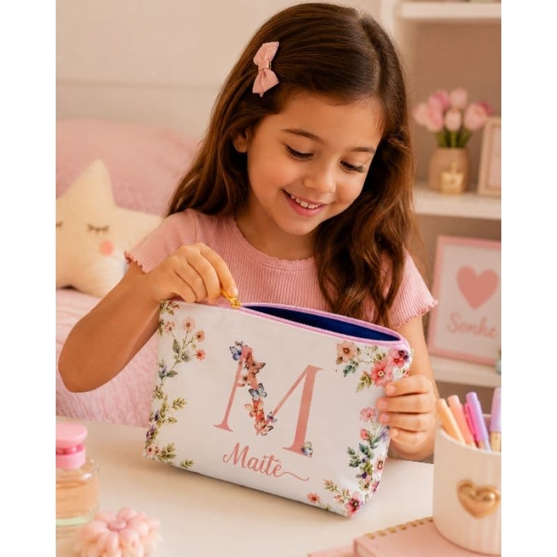 Nécessaire Floral Personalizada com Nome/ Presente luxo