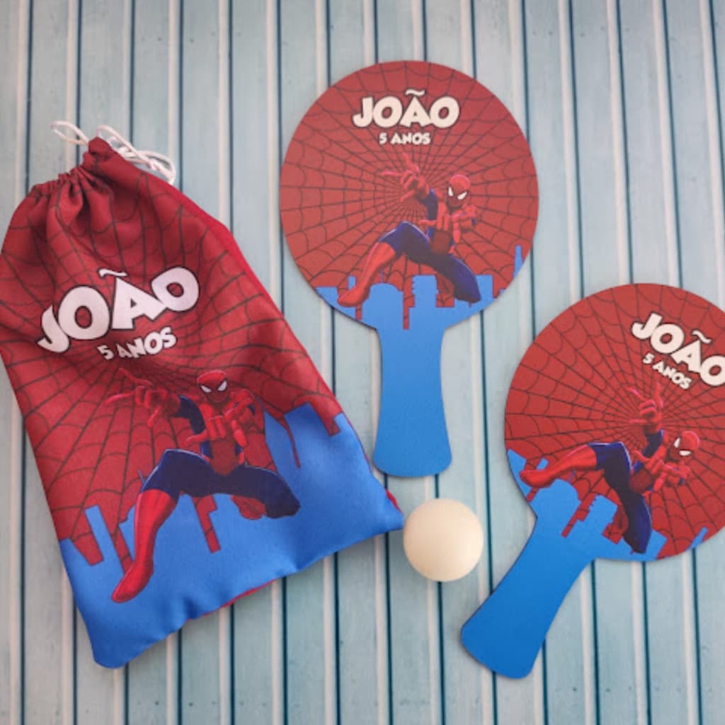 Kit Raquetes Ping Pong com saco de tecido 10 kits Personagens