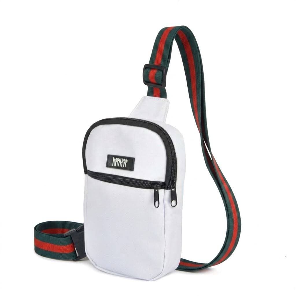 Mini Mochila Transversal Shoulder Bag Alça Regulável Listrada Colorida Pochete Necessaire Pochete Masculina Feminina