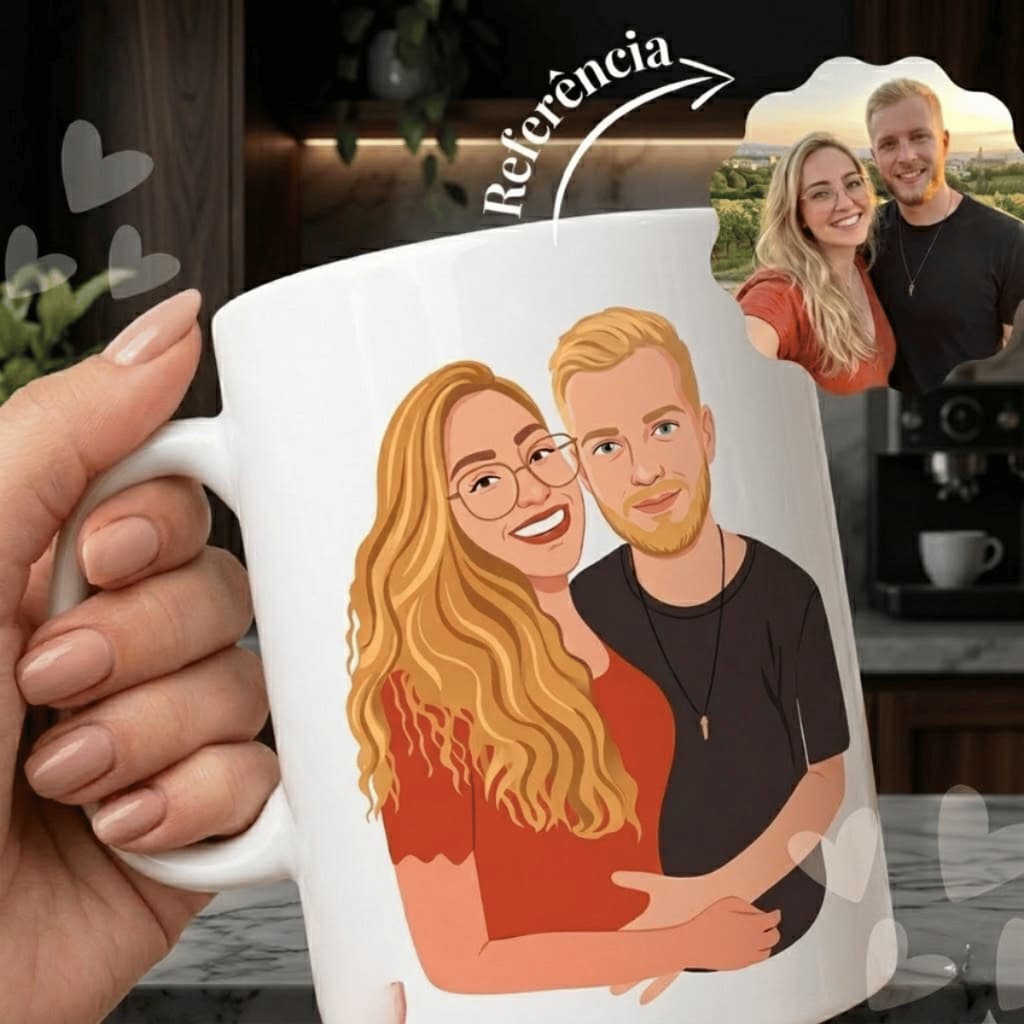 Caneca Cartoon Casal Personalizada C/ Sua foto