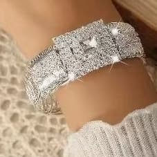 2025 novo lindo quadrado strass aberto senhoras pulseira casamento presente elegantes